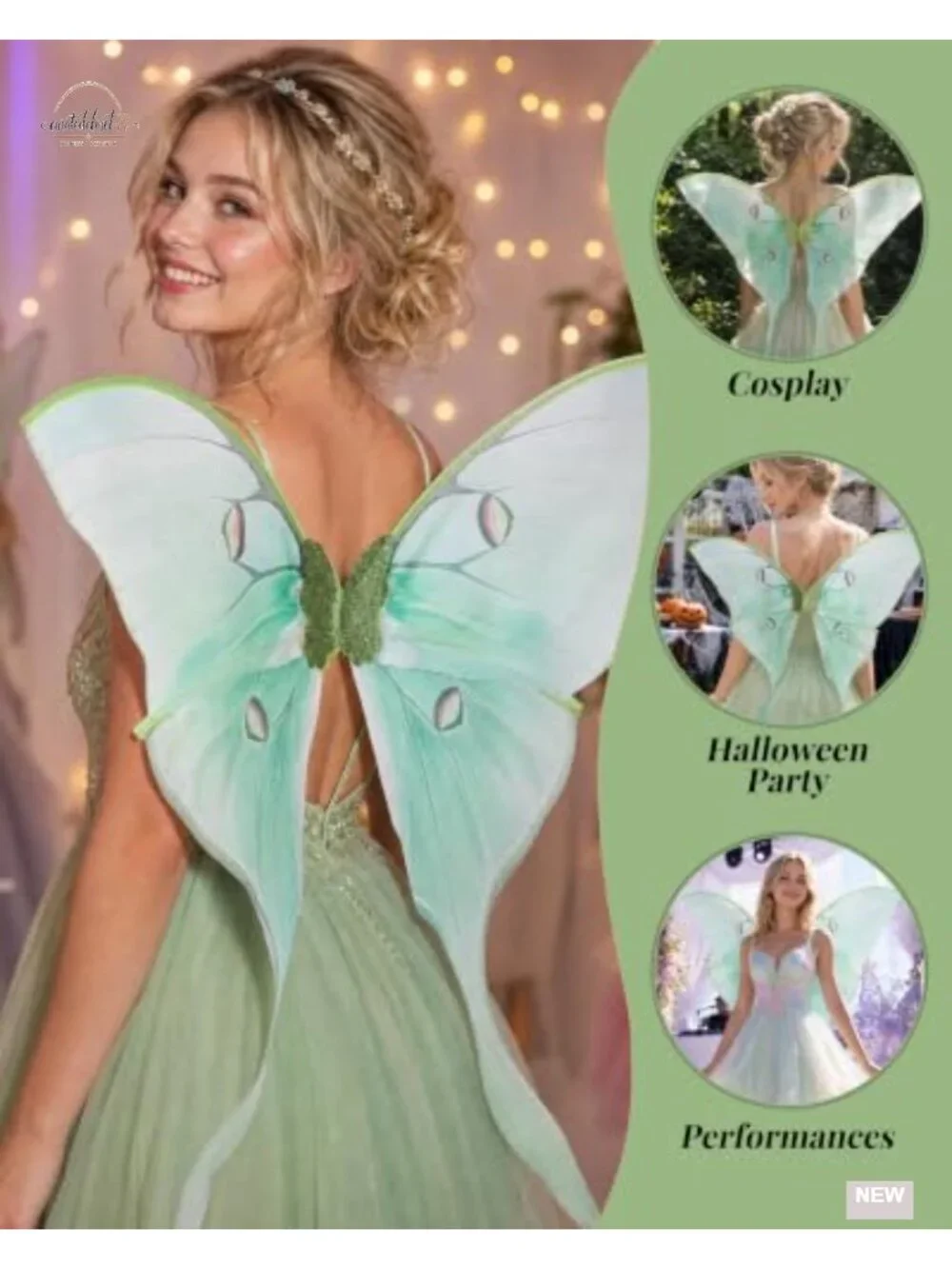 Fairy Wings Costume for Women - Transparent Organza Halloween Cosplay Props